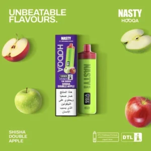 شيشة ناستي 10000 سحبة دبل ابل تفاحتين NASTY HOOQA DFR 10000 RECHARGEABLE DISPOSABLE DOUBLE APPLE