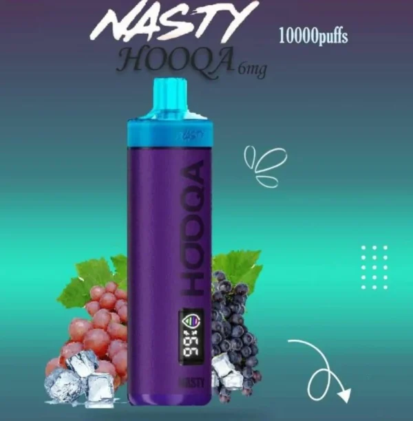 شيشة ناستي 10000 سحبة عنب ايس NASTY HOOQA DFR 10000 GRAPE ICE