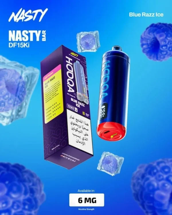 شيشة جاهزة ناستي هوكا 15000 سحبة بلو راز ايس NASTY HOOQA DTL 15K Puff BLUE RAZZ ICE