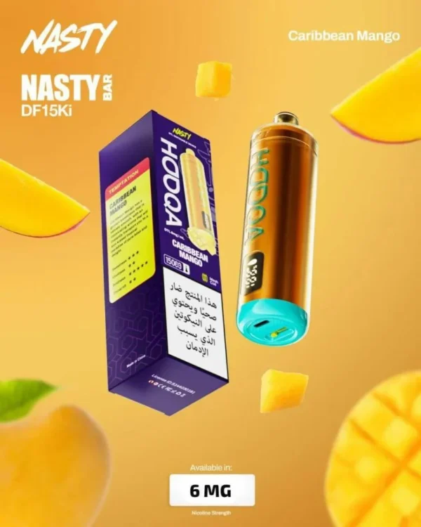 شيشة جاهزة ناستي هوكا 15000 سحبة مانجو كاريبي NASTY HOOQA DTL 15K Puff CARIBBEAN MANGO