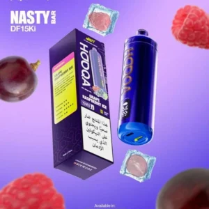 شيشة جاهزة ناستي هوكا 15000 سحبة مكس عنب توت ايس NASTY HOOQA DTL 15K Puff GRAPE RASPBERRY ICE