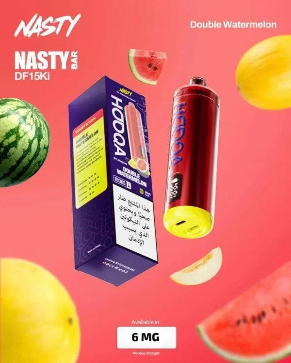 شيشة ناستي هوكا 15000 سحبة دبل بطيخ NASTY HOOQA DTL 15K Puff DOUBLE WATERMELON