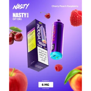 شيشة جاهزة ناستي هوكا 15000 سحبة مكس كرز وخوخ وتوت NASTY HOOQA DTL 15K Puff CHERRY PEACH RASPBERRY